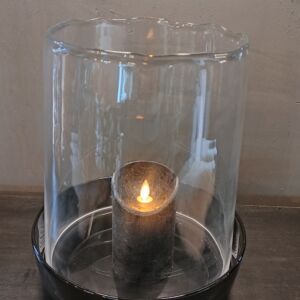 Set van glazen windlicht en schaal Sempre