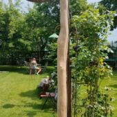 Lantaarnpaal Robinia hout met landelijke lamp - Afbeelding 4